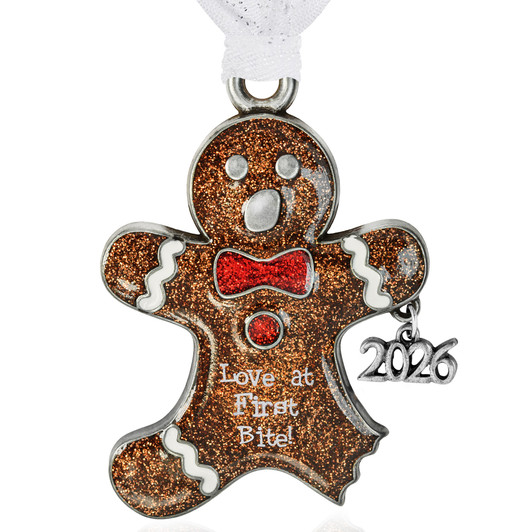 Love at First Bite Gingerbread Silver Metal Ornament