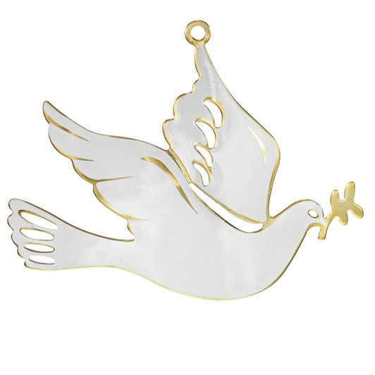 Gold and White Enamel Dove Ornament