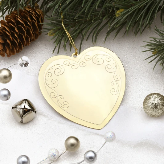 Swirl Gold Metal Heart Ornament