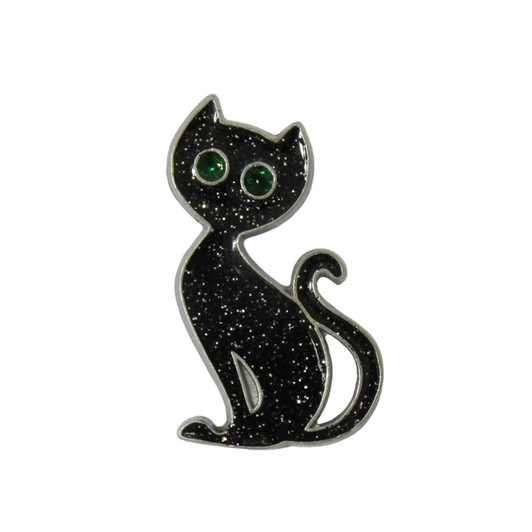 Fancy Black Cat Lapel Pin