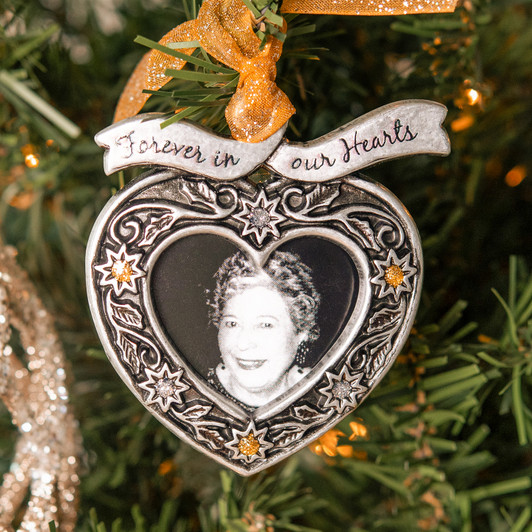 Forever In Our Heart Silver Metal Picture Frame Memorial Christmas Ornament
