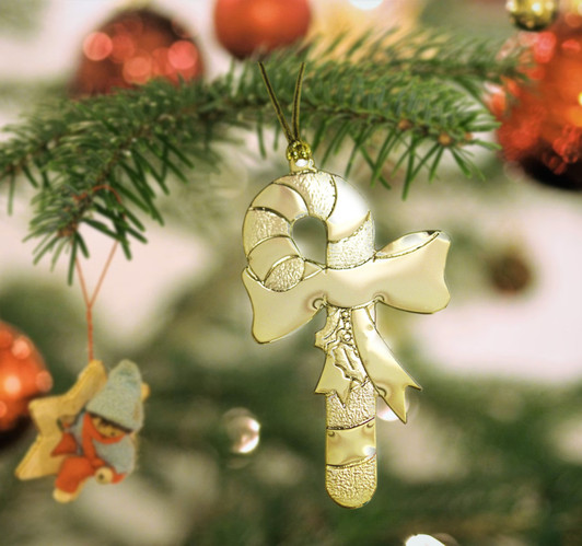 gold candy cane christmas ornament