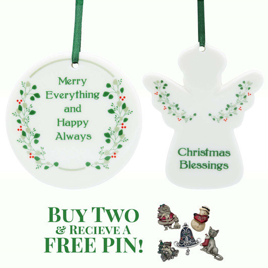 Merry Christmas with Love Heart Ceramic Ornament