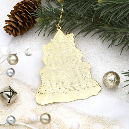 Vintage Victorian Home Gold Metal Ornament