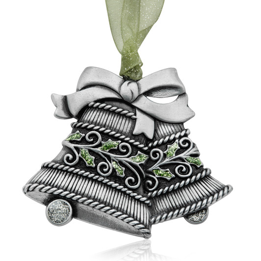 Pewter Metal Wedding Bells Christmas Tree Ornament