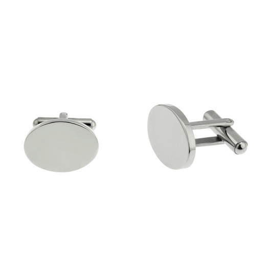 Men's Silver Oval Cufflinks - Engravable, Monogrammed, Joyful Sentiments by Gloria Duchin