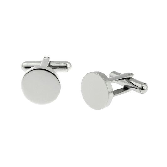 Men's Silver Circle Cufflinks - Engravable, Personalized Monogram, Joyful Sentiments by Gloria Duchin