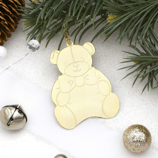 Teddy Bear Gold Metal Christmas Tree Ornament