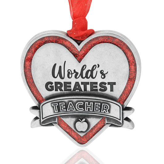 World's greatest TEACHER ornament-heart christmas ornament-teachers day gift