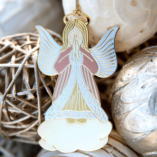 Tritone Praying Angel on a Cloud Christmas Tree Ornament