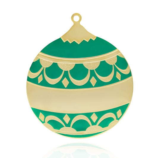Green Enamel Ball Engraveable Gold Metal Custom Ornament