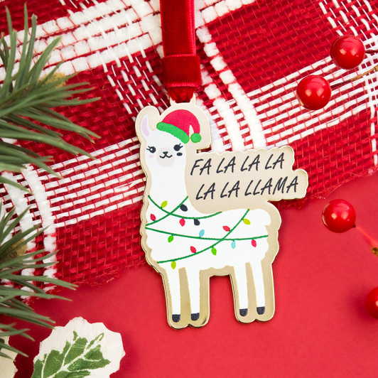 Fa La La Llama Gold Llama Christmas Tree Ornament