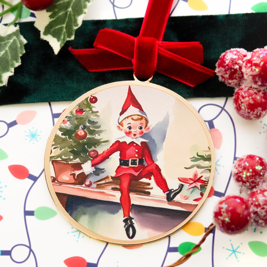 Elf on a Shelf Vintage Style Tree Ornament