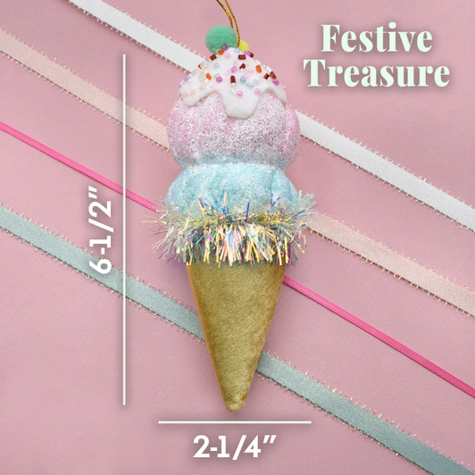 Strawberry Pink Ice Cream Cone 