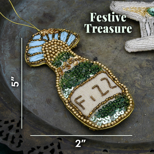 Fizz Champagne Beaded Bottle Ornament