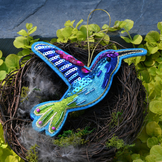 Blue Hummingbird Ornament 