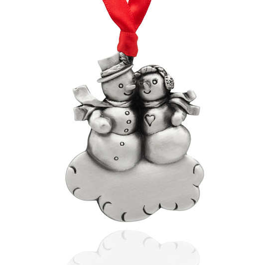 Genuine Pewter Snowman Couple Ornament