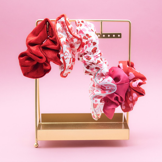 Festive Valentine Print Hair Scrunchie Set of 6 Girls Hair Accessories