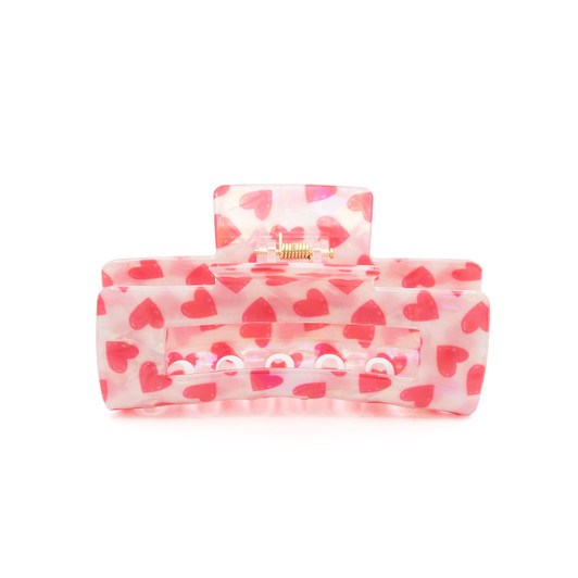 Set of Two Heart Design and Crystal Hair Clips Valentine's Day Girls Hair Accessories