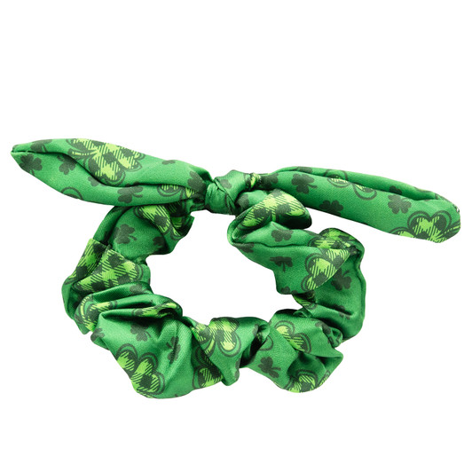 Festive Irish Clover Print Hair Scrunchie Set of 4 Girls or Women's Hair Accessories