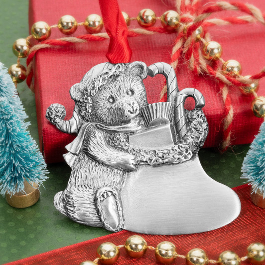 Genuine Pewter with Toy Filled Stocking Christmas Tree Ornament