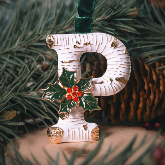 Vintage Inspired Initial Ornament - P 