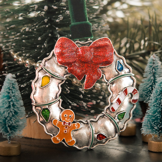 Colorful Wreath Metal Christmas Tree Ornament Holiday Decorations