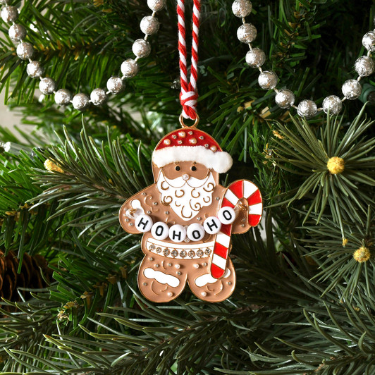 Sweet Ho Ho Ho Gingerbread Santa Christmas Tree Ornament Holiday Decorations