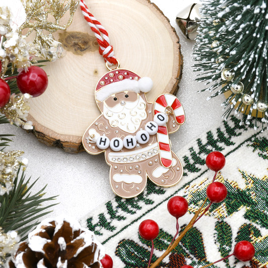 Sweet Ho Ho Ho Gingerbread Santa Christmas Tree Ornament Holiday Decorations