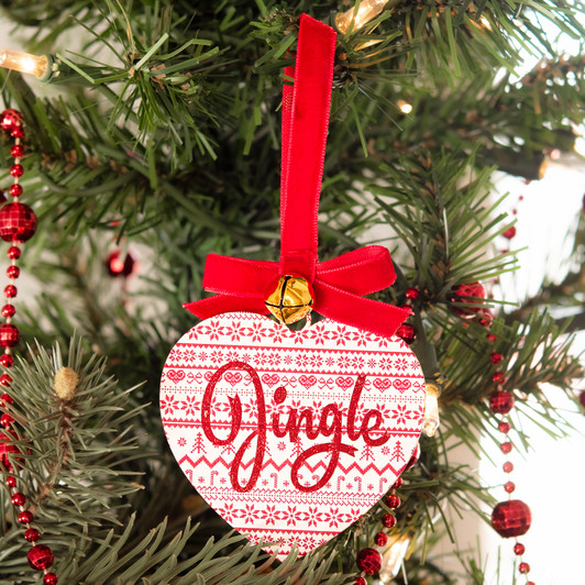 Folklore Jingle Heart with Jingle Bell Christmas Tree Ornament Holiday Decorations