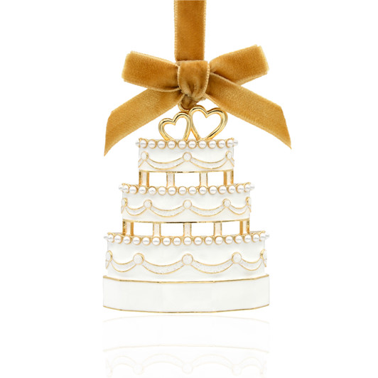 White and Gold Wedding Cake Christmas Tree Ornament Holiday Decorations