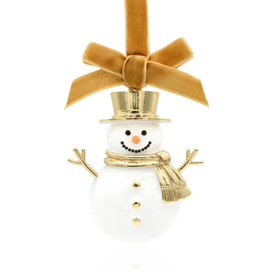 White and Gold Snowman Christmas Tree Ornament Holiday Decorations