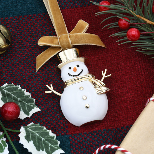 White and Gold Snowman Christmas Tree Ornament Holiday Decorations