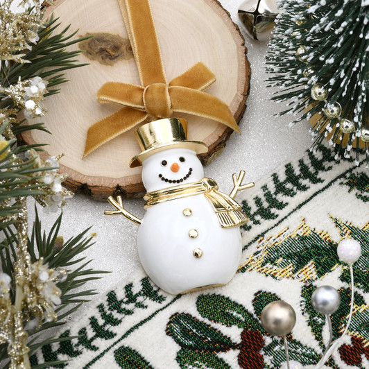 White and Gold Snowman Christmas Tree Ornament Holiday Decorations