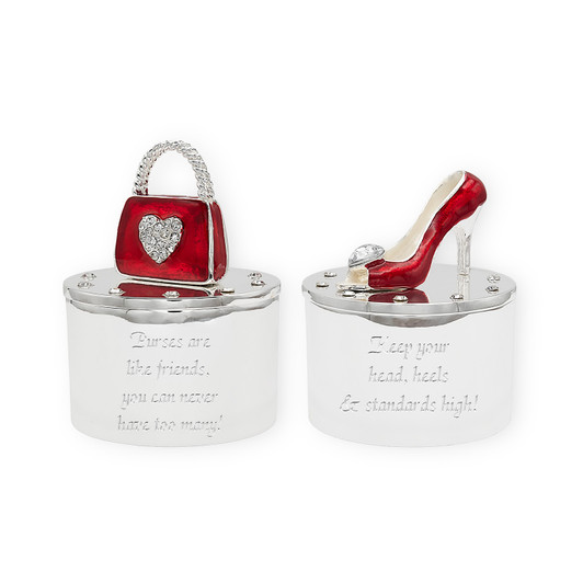 Womens Fancy Red Handbag and Shoe Trinket Boxes
