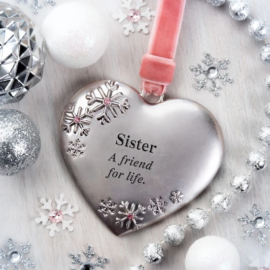 Sister Heart Family Christmas Tree Ornament