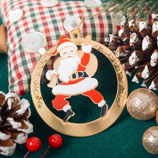 Jolly Santa Vintage Epoxy Design Christmas Tree Ornament