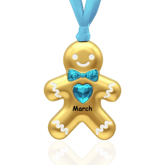 Goldtone Gingerbread Birthstone Birthday Christmas Ornament