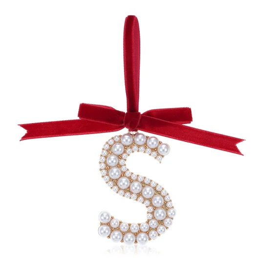 Elegant Pearl Initial Ornament - S