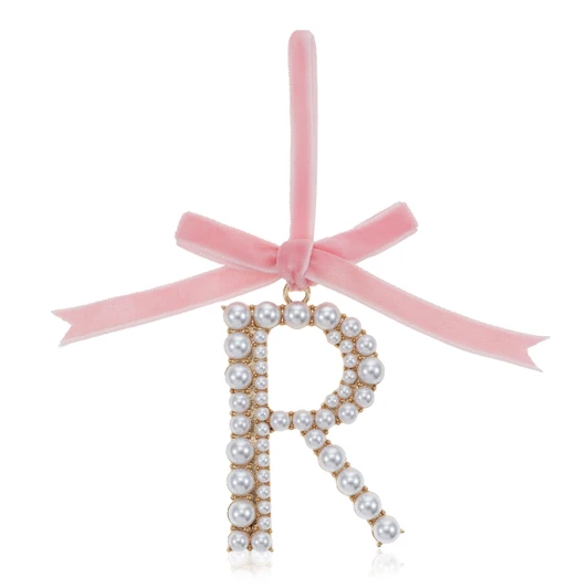 Elegant Pearl Initial Ornament - R