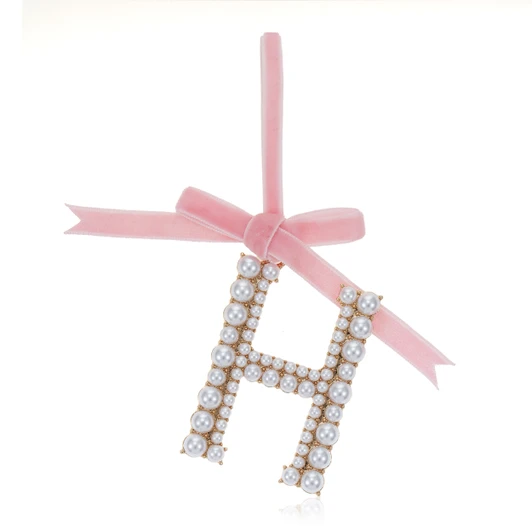Elegant Pearl Initial Ornament - H