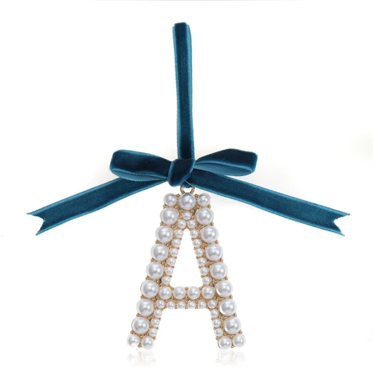 Elegant Pearl Initial Ornament - A