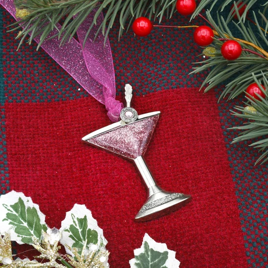 Pink Glitter Martini Glass Ornament