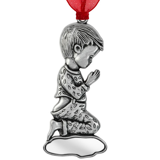 Pewter Praying Boy Christmas Tree Ornament