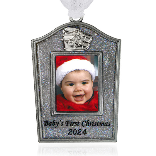 Glitter Baby's First Christmas Picture Frame Ornament