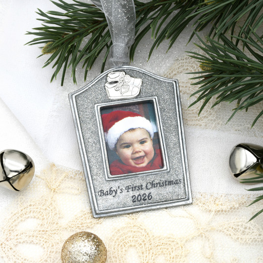 Glitter Baby's First Christmas Picture Frame Ornament