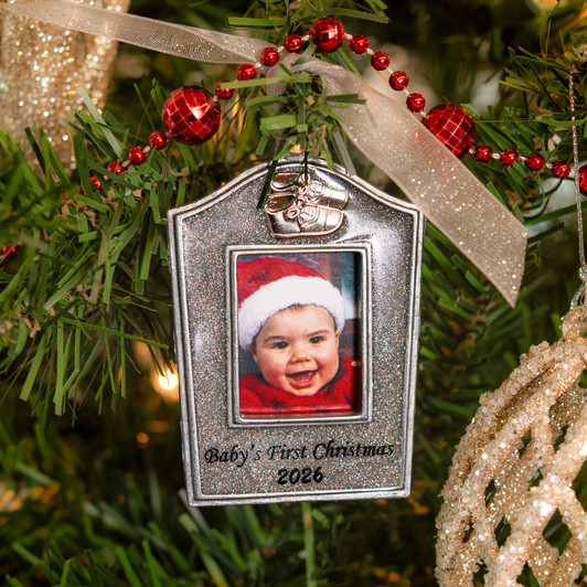 Glitter Baby's First Christmas Picture Frame Ornament
