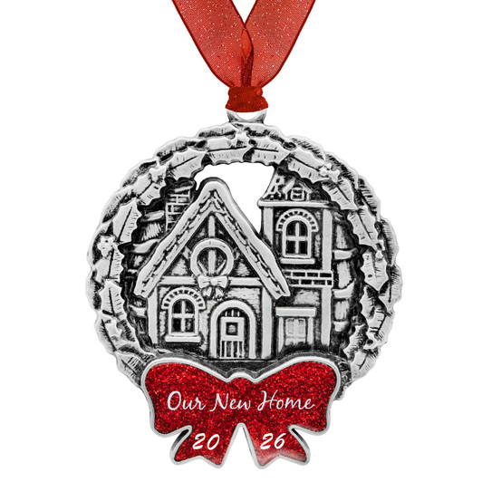 Pewter Plated Metal Our New Home Dated Ornament First Time Home Owner Gifts 