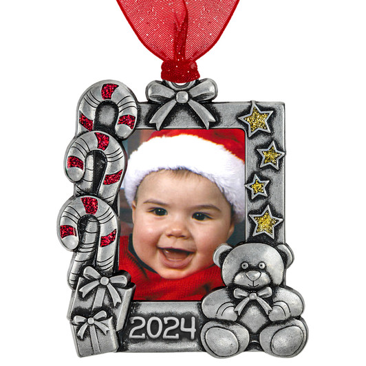 Candy Cane Photo Picture Frame Baby Ornament