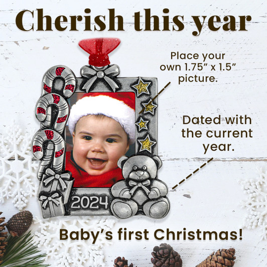 Candy Cane Photo Picture Frame Baby Ornament